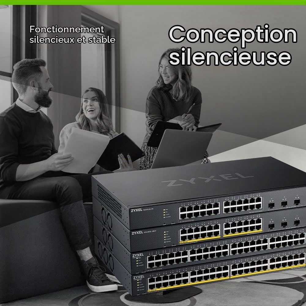Zyxel Commutateur Ethernet 24-Ports Gigabit | Gestion Intelligente | 4 Slots SFP+ 10G | Mode Cloud Hybride [XGS1935-28]