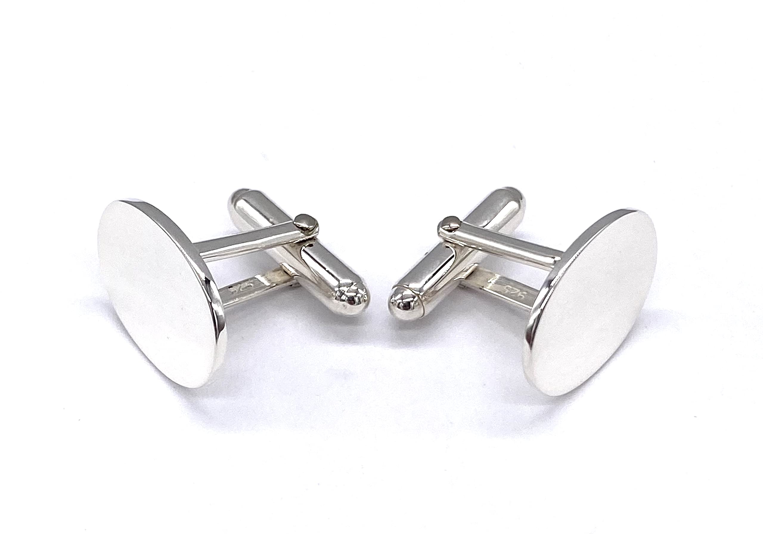 925SilverGiftShop925 Sterling Silver Oval Shaped Plain Cufflinks, Cuff Links Suitable to Personalized Engraved