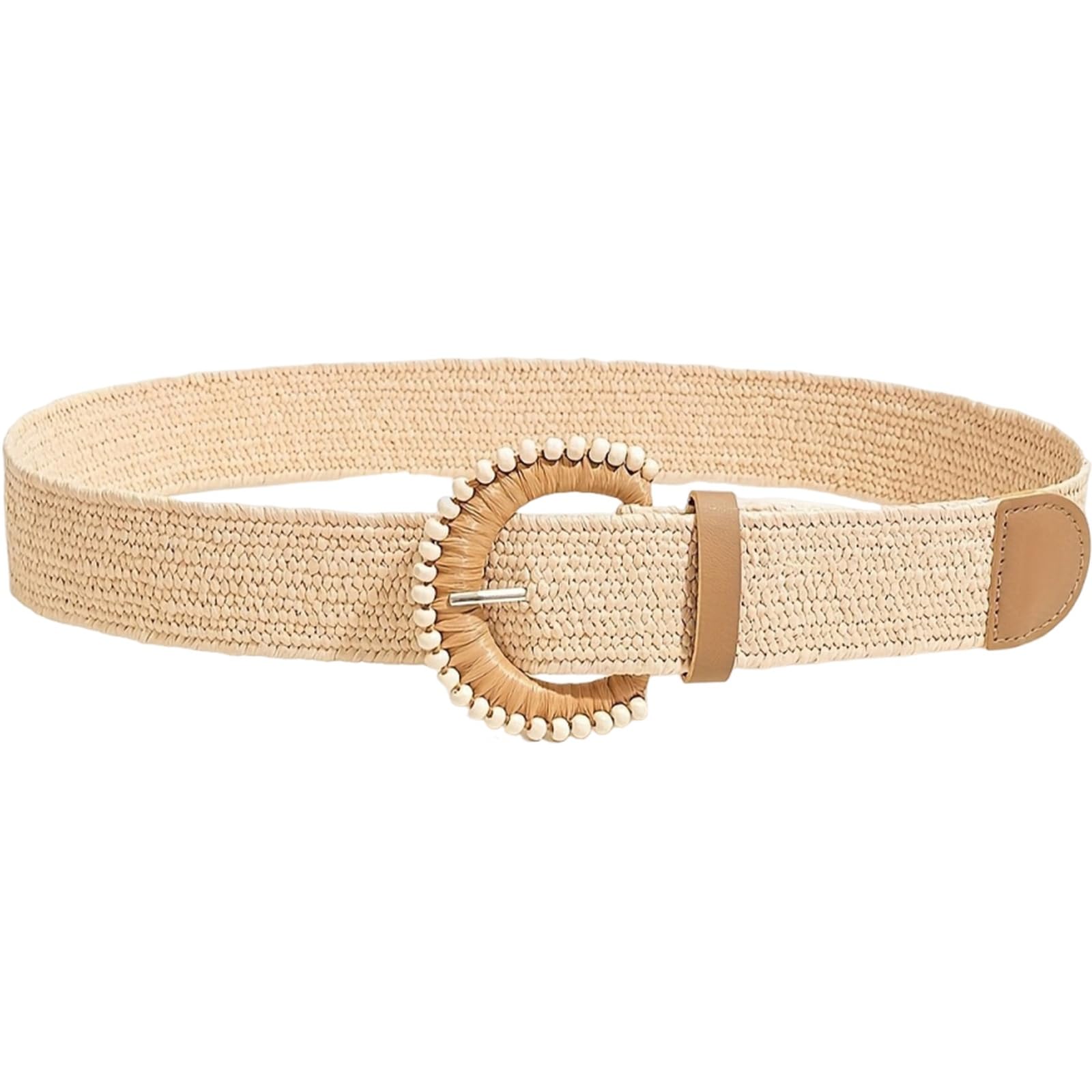 Agutalithic Women's White-Style7 Boho Woven Hollow Straw/Canvas Belt 4Cm Wide Braided Rattan Strap Fashion Waistband For Dress Jeans Pants(130Cm/51, )