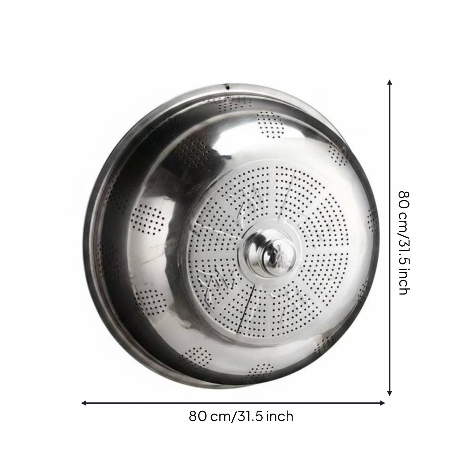 Abdeckhaube Edelstahl Lebensmittelabdeckung Speiseglocke Tischhaube Netzabdeckung mit Breiter Rundform für Stabiles Aufsetzen für Esstafel Buffet, 80 Cm, Vollloch-Gemüseabdeckung