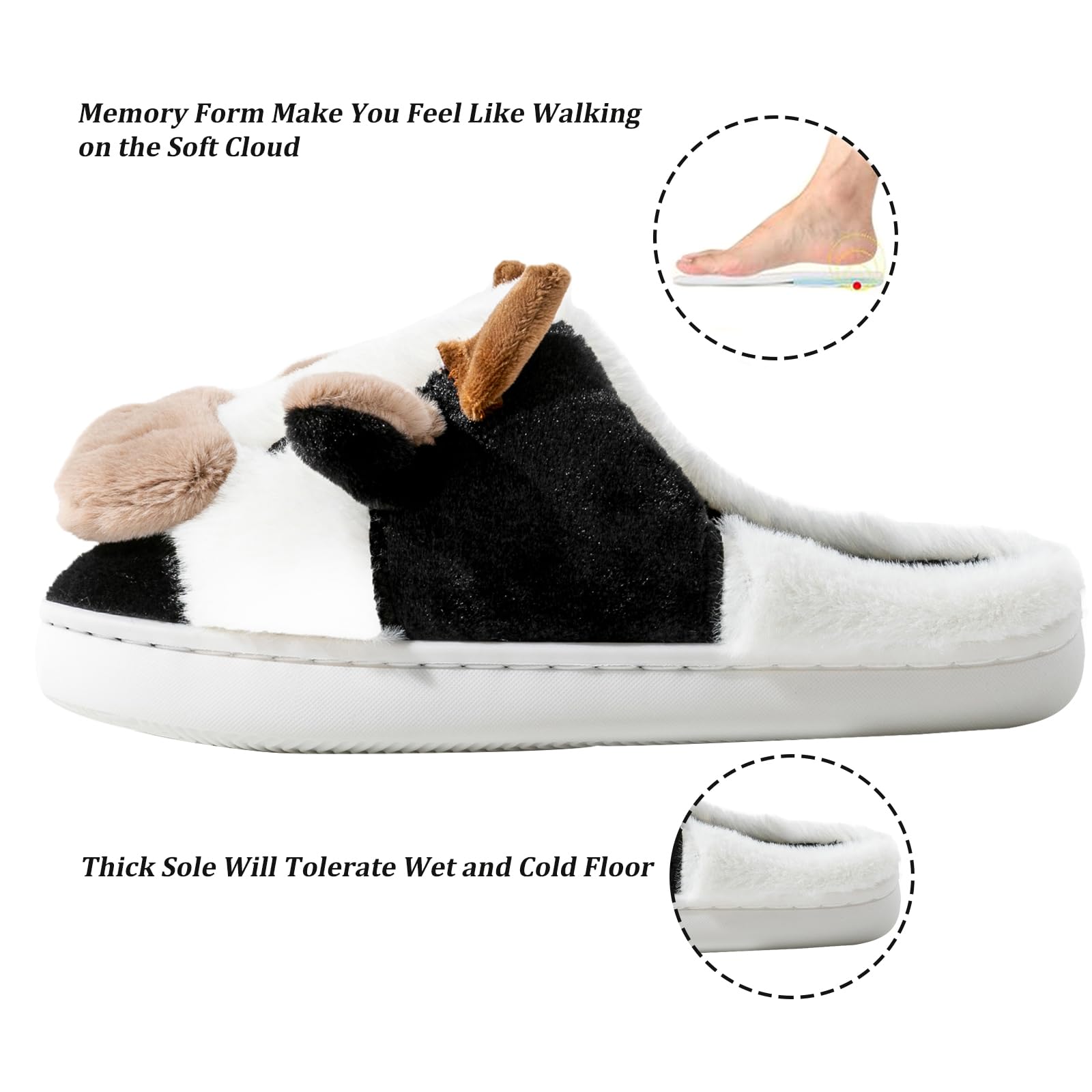 Fadezar Pantofole Donna Squalo/Mucca Ciabatte Donna Uomo Peluche Calde leggere Morbide Comode e Antiscivolo Ciabatte Invernali