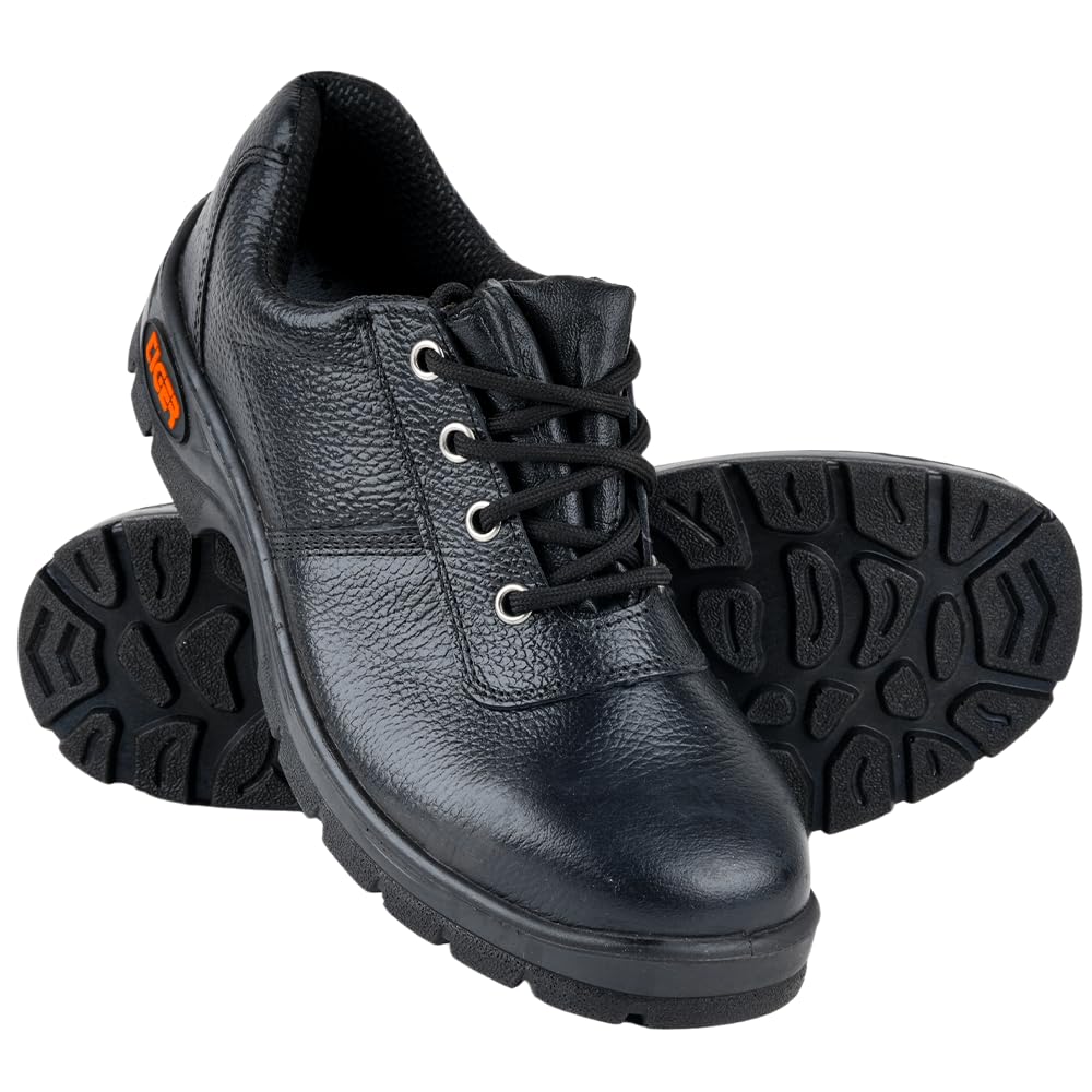 Tiger Lorex Grain Leather with Steel Toe Cap Low Ankle Single Density Direct Injected Sole PU Sole ISI Marked Industrial Safety Shoe for Men (Black, S1) (Numeric_5)-image-6