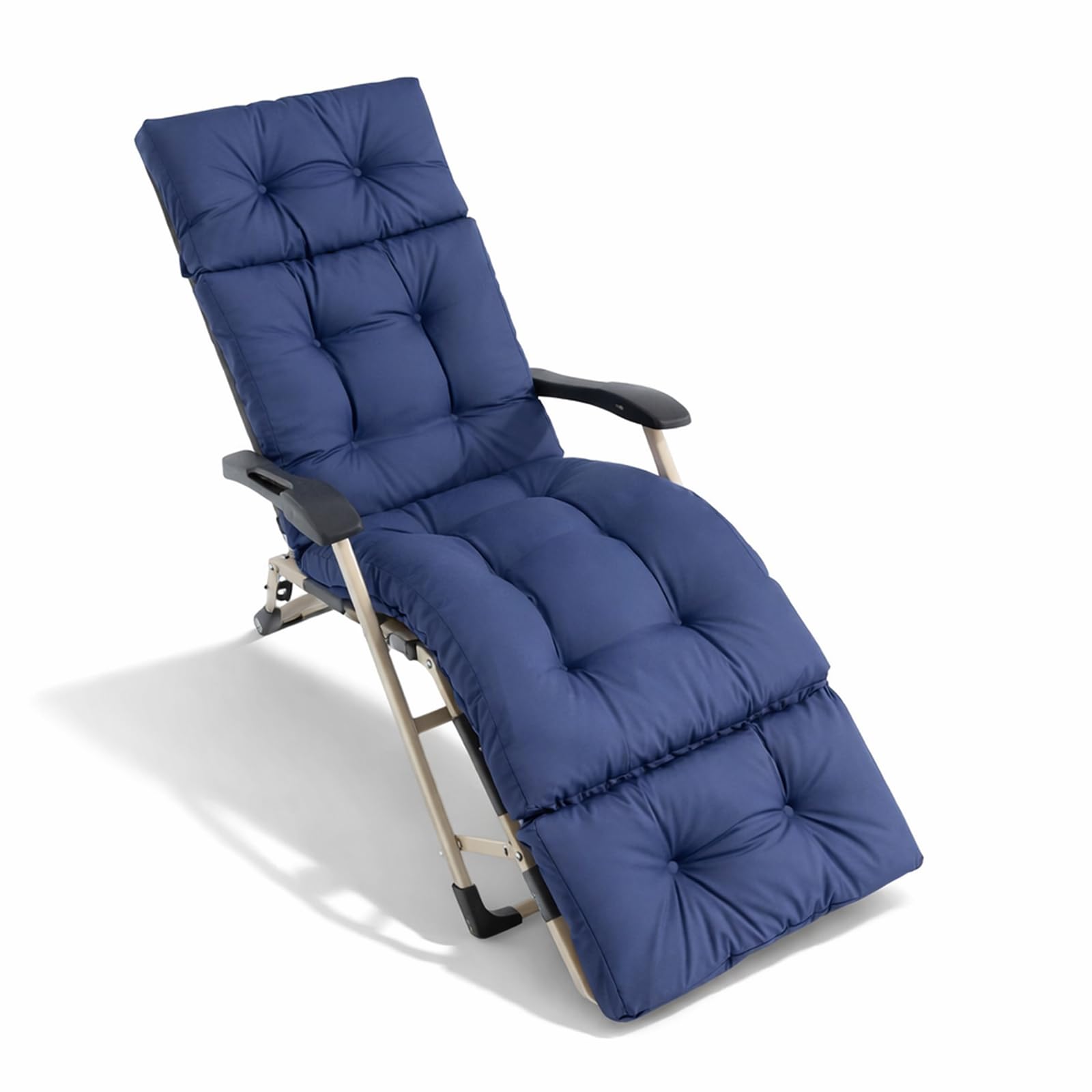 Cuscino per sedia a sdraio da giardino, 190 x 54 cm, con fondo antiscivolo, comodo cuscino con testa e fascette di fissaggio, imbottitura spessa per giardino, balcone, terrazza (blu scuro)