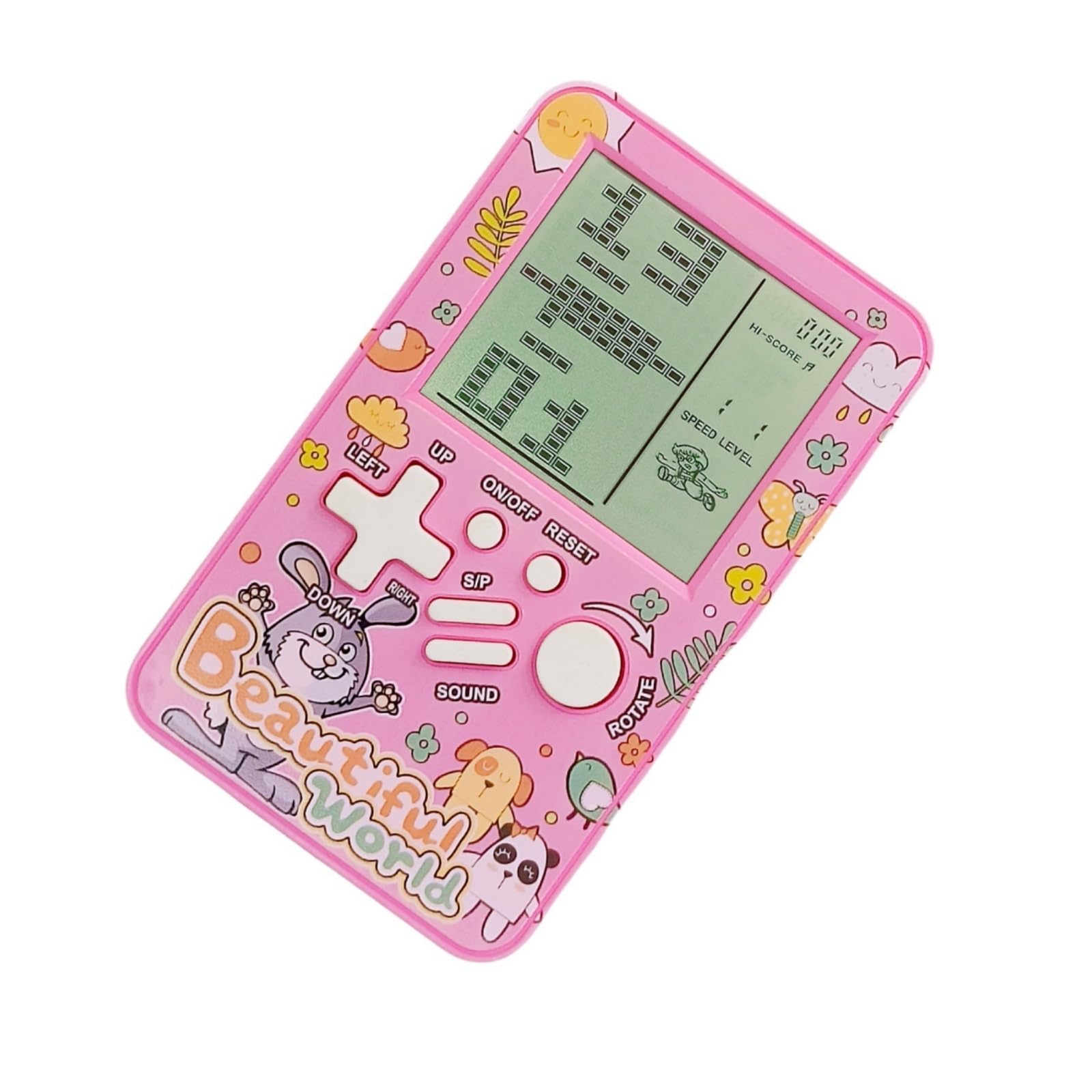 CZT Poket block game console Built-in multiple classic Retro brick games Electronic Handheld Student game machine Game player Portable gaming device kids girls (Pink)