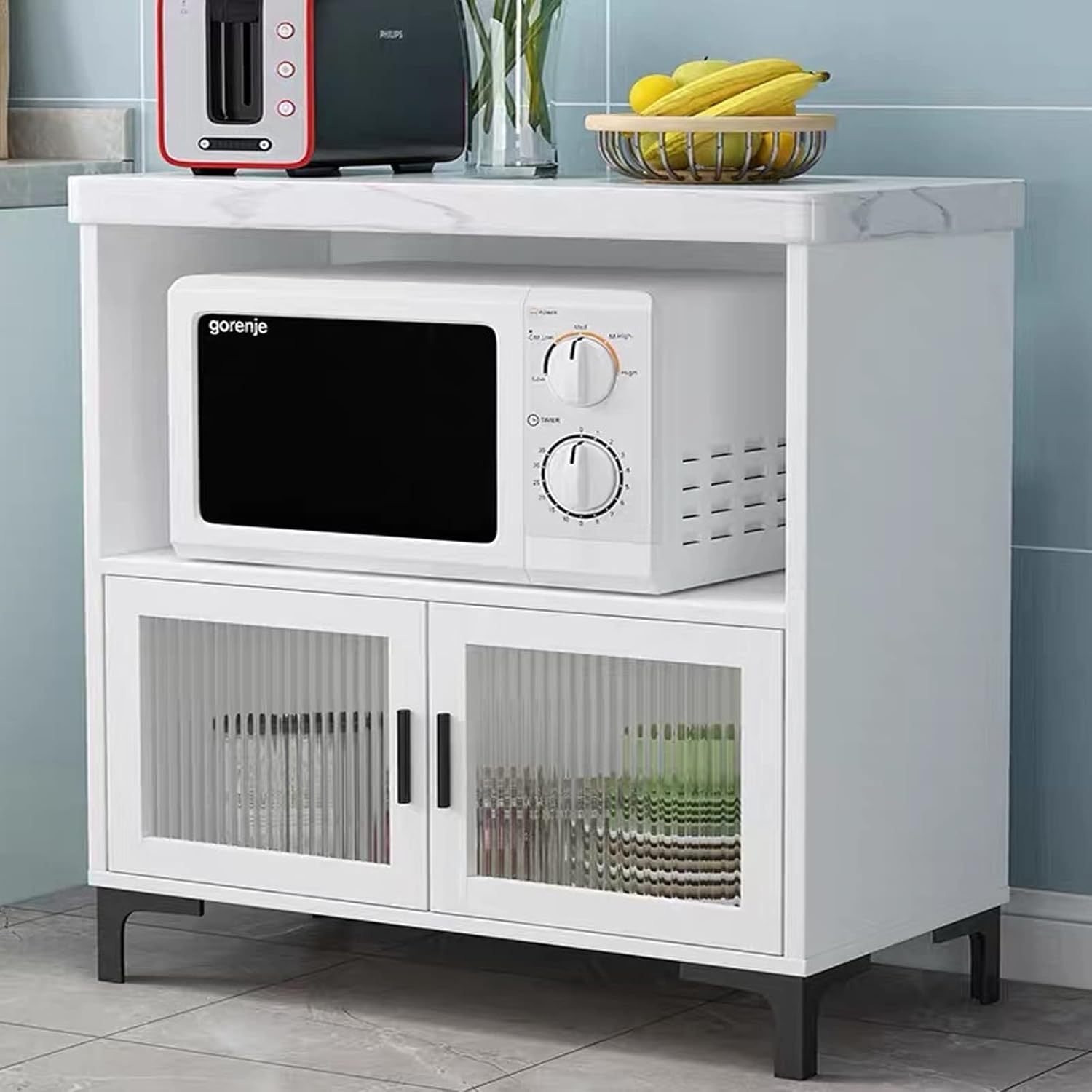 Kitchen Organizer Shelf, Kitchen Storage Wood Table Kitchen Island Microwave