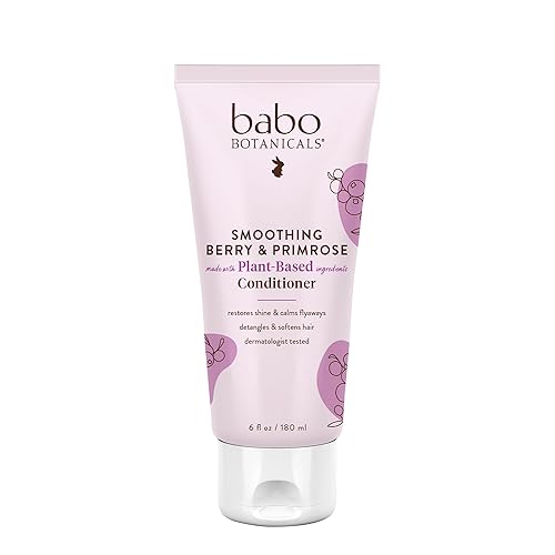 Babo Botanicals Acondicionador suavizante con aceite de onagra, aceite de coco y provitamina B5 - Para bebés, niños y adultos con cabello ondulado o