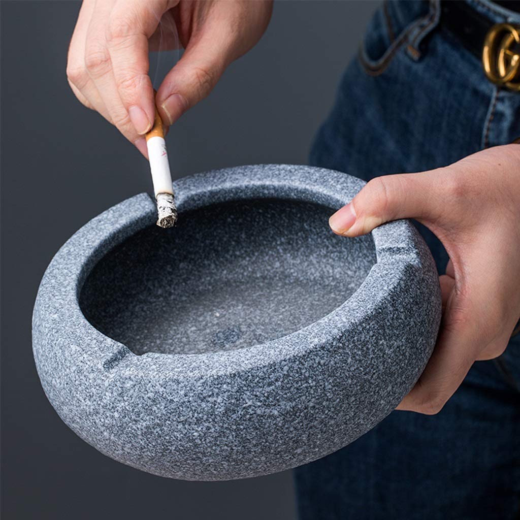 Posacenere da Fumo/Posacenere Tavolo in Ceramica Rotondo for sigari, portacenere for Fumatori, for Uso Interno o Esterno, Decorazione, Regalo, posacenere Nero/posacenere ，Posacenere(Black)
