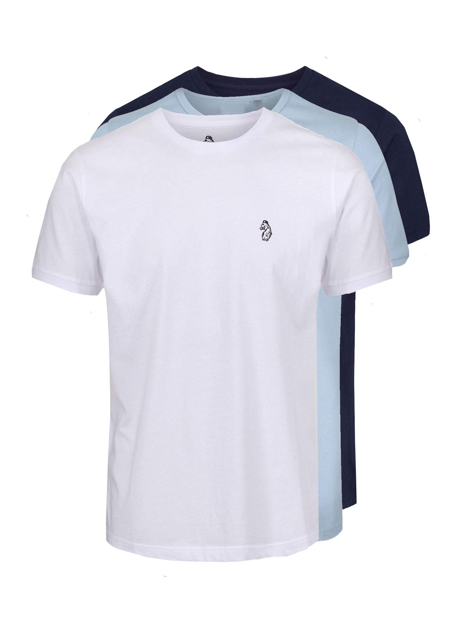 Luke Men's Navy Sky White 1977 Johnys 3 Pack Short Sleeve Crew Neck T-Shirt Top (S, )