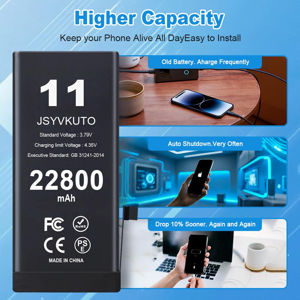 Amazon.com: JSYVKUTO 22800mAh [Upgraded] Battery for iPhone 11