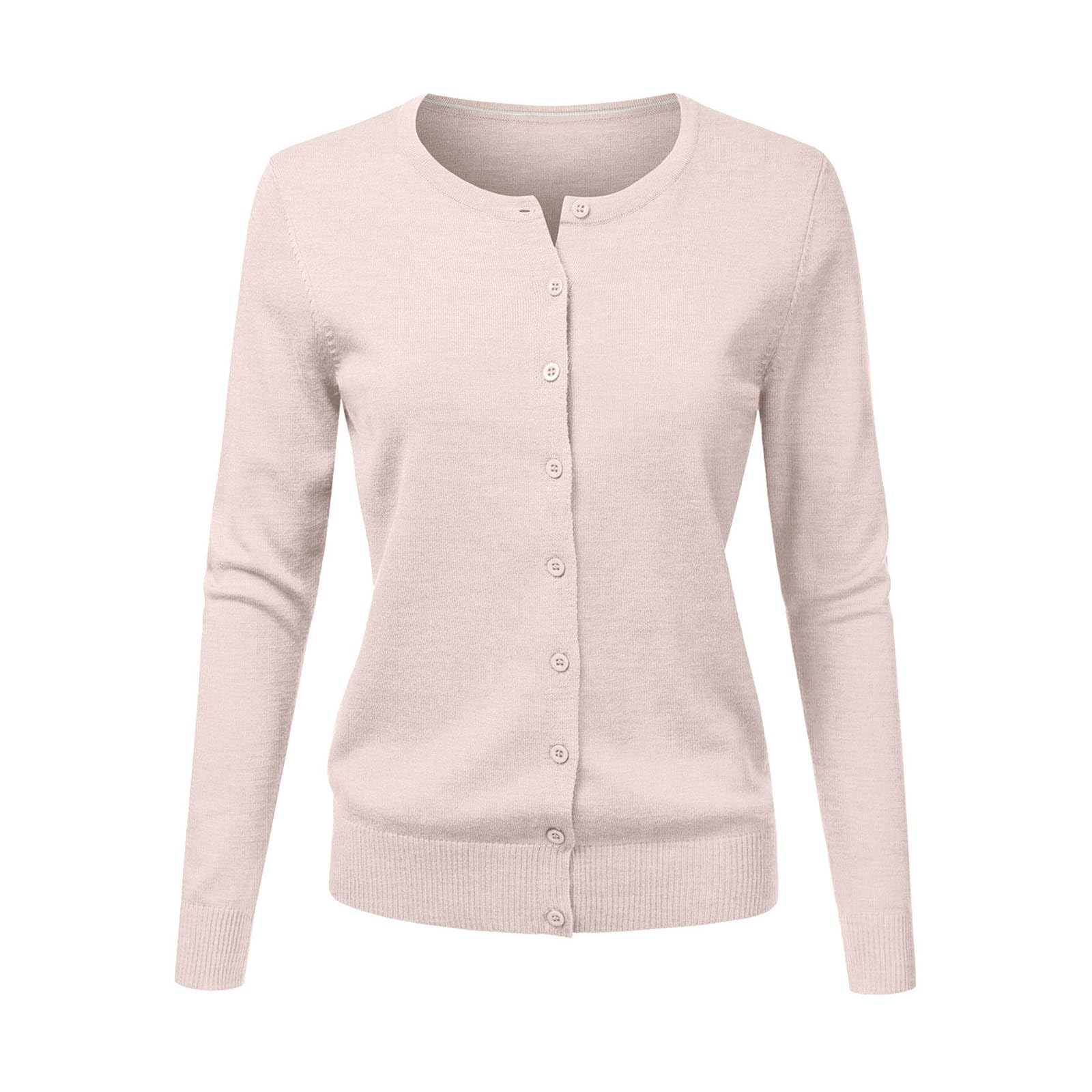 Generisch Chaqueta de punto de manga larga para mujer, cárdigans de verano, informal, corta, primavera, otoño, chaqueta suave, elegante, manga larga, monocolor, cuello redondo, cárdigan ligero bolero