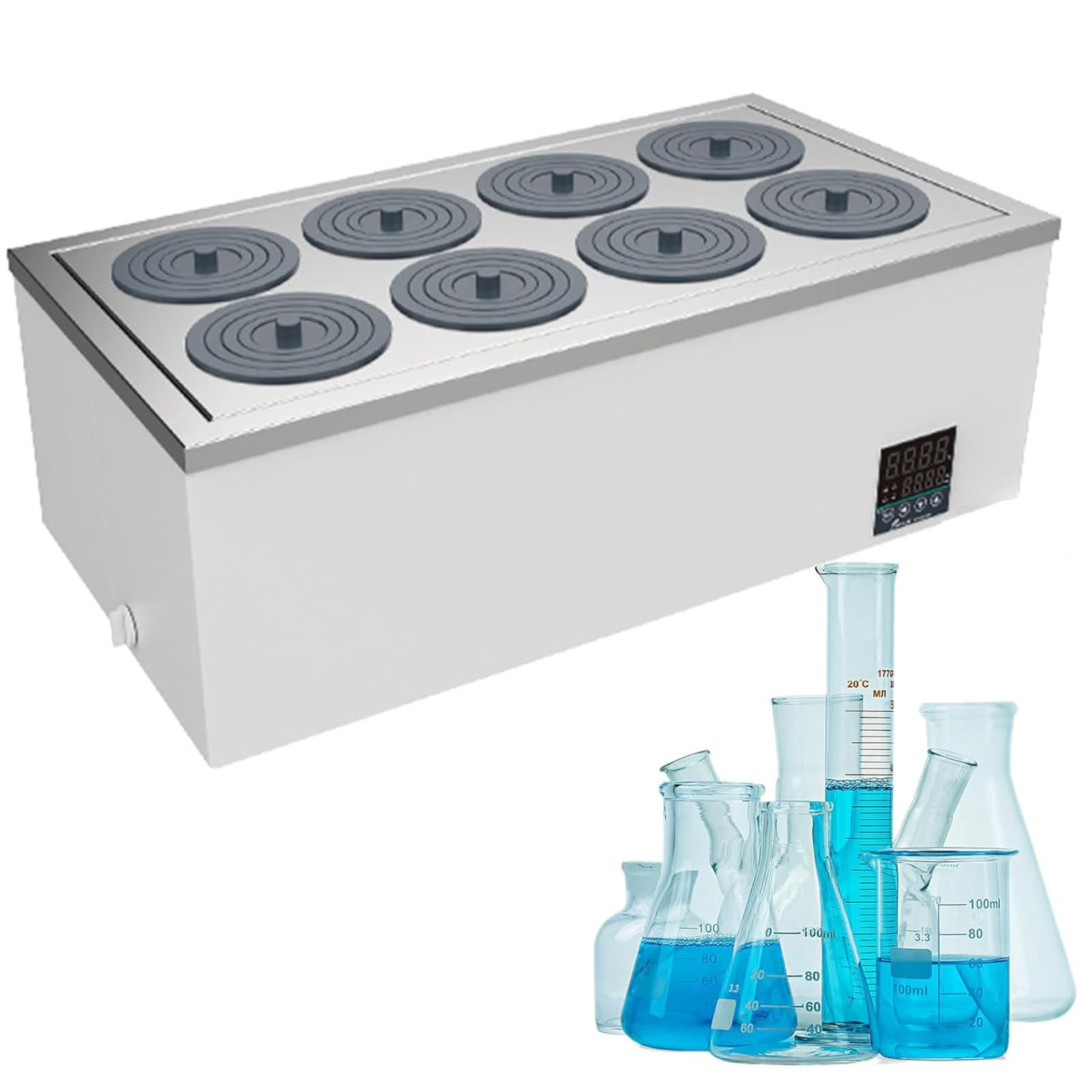 Baño De Agua Termostático Eléctrico Digital, Baño De Agua De Laboratorio De con Tapa Protectora, Baño De Agua Termostático De Uso Eléctrico para Experimentos De Laboratorio,8Hole
