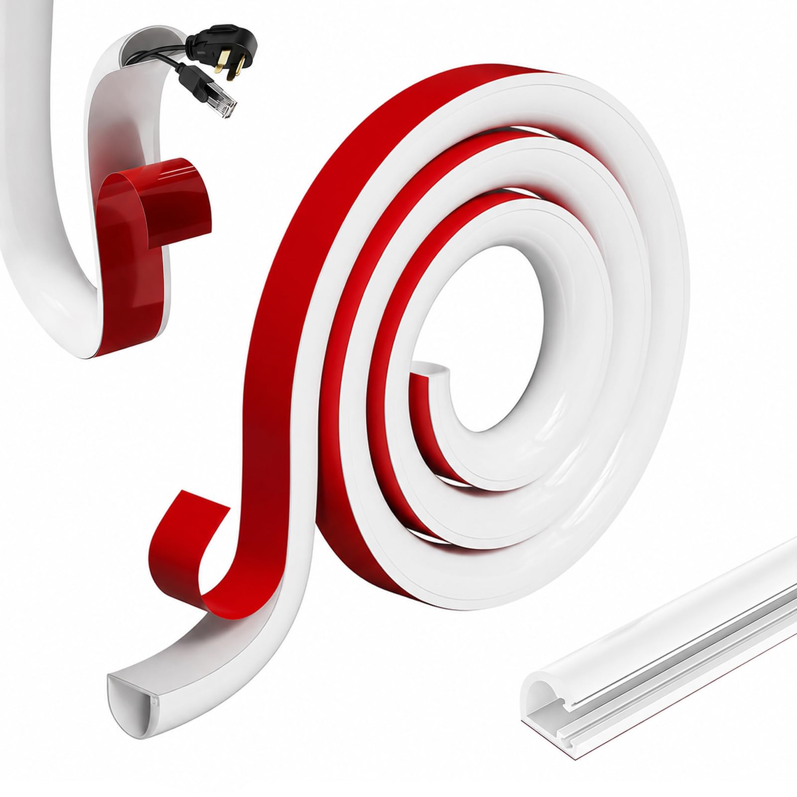Kisizity 3m Cable Trunking White, 15 x 10mm Wire Hider Self Adhesive