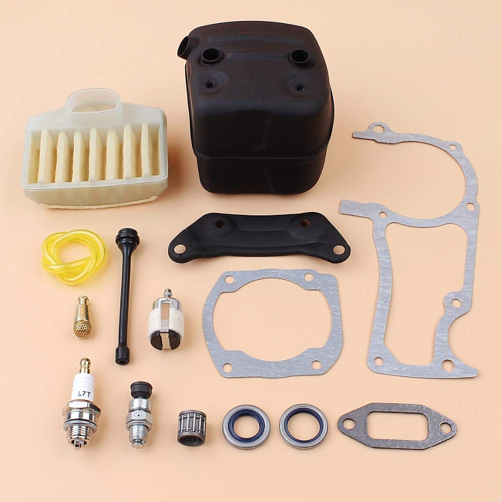 Silenziatore di Scarico Guarnizione Motore Filtro Aria Kit paraolio Compatibile con Husqvarna 365362372371 Ricambi Motosega