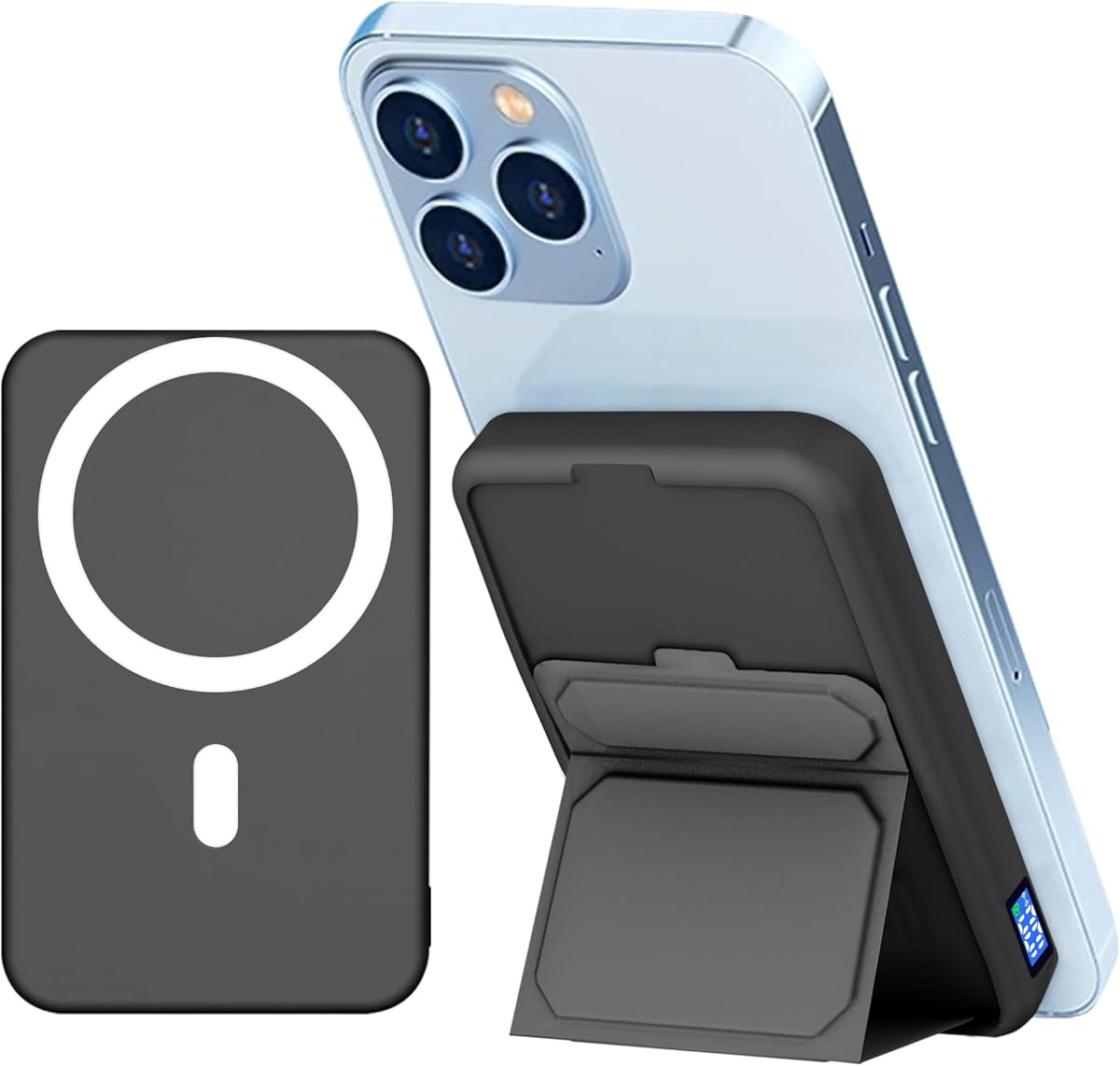 LUCKYDUO Wireless Magnetic Portable Charger with Stand, 10000mAh Magnetic Power Bank, Foldable External Battery Pack PD 22.5W Fast Charging with USB-C LED Display for iPhone 16/15/14/13/12 Series