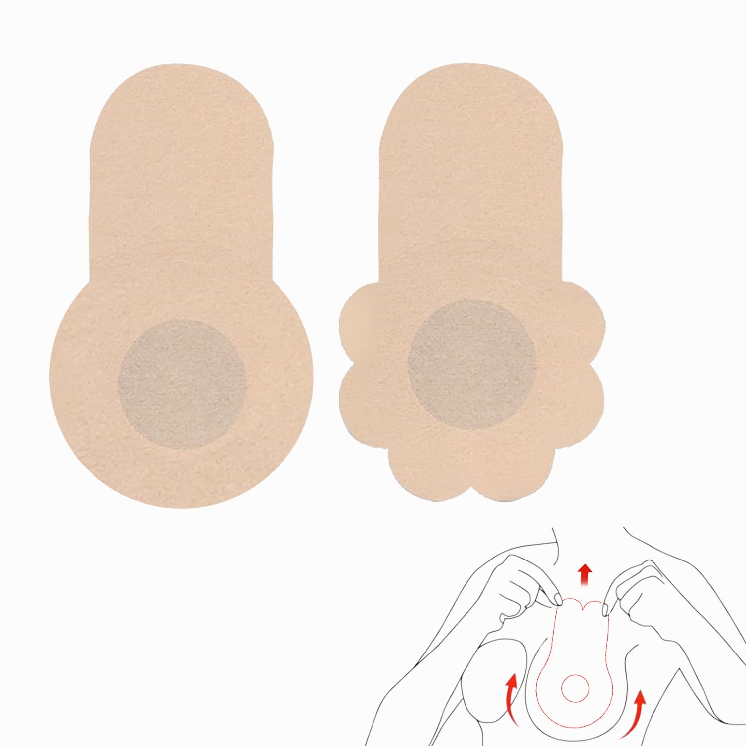 40 Pieces Disposable Pasties Nipple Covers with Lift, Invisible Nipple Petals Beige-image-13