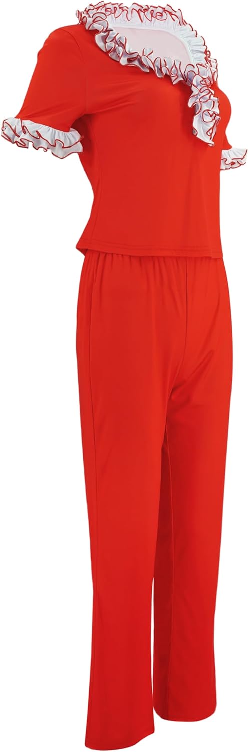Women Sally O’Malley Costume I'm 50 Kick Outfit Saturday Night TV Show Cosplay Red Top Pants Set for Adult Halloween