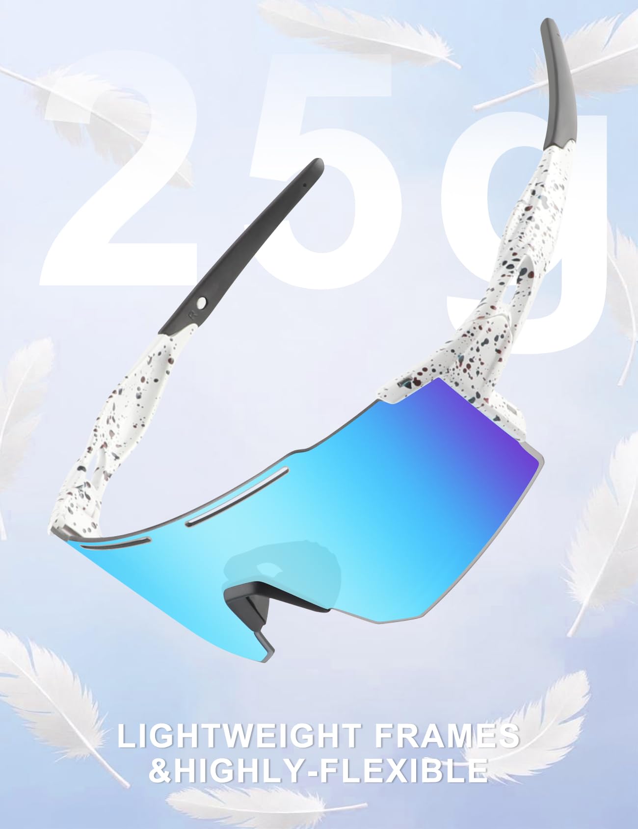 OULAIQI Polarisierte Radsport-Sonnenbrille für Damen und Herren mit 1 oder 3 Wechselgläsern