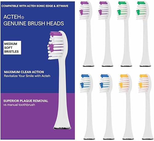 Acteh Cabezales de repuesto para cepillos de dientes, cabezales de cepillo de carbón para Acteh Sonic Edge JetWave UV JetWave Juego doble eBrush