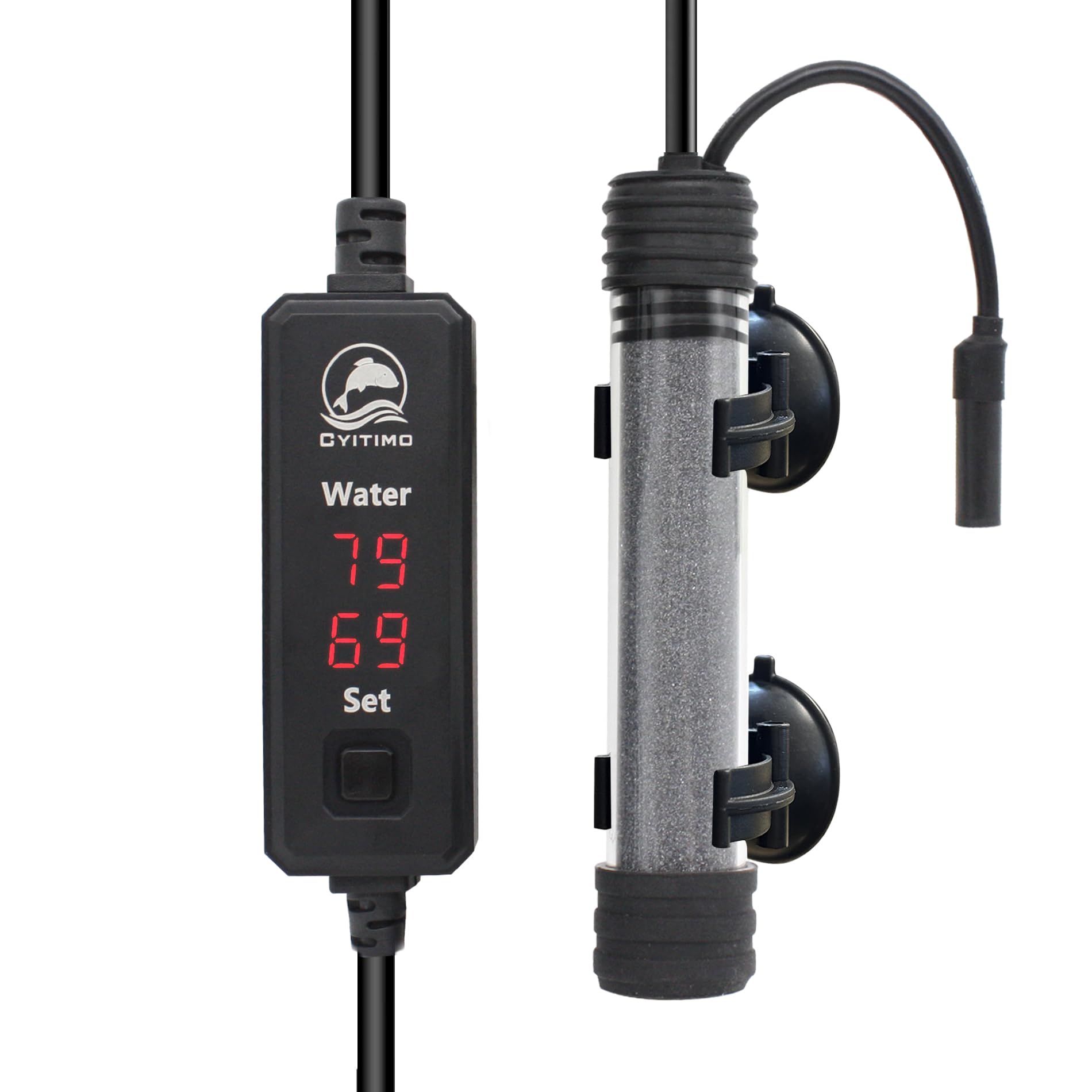 Petit chauffage d'aquarium submersible de 150 W avec sonde de température intelligente et contrôleur de température à double affichage LED pour 78 à 125 litres, convient pour l'eau salée et l'eau