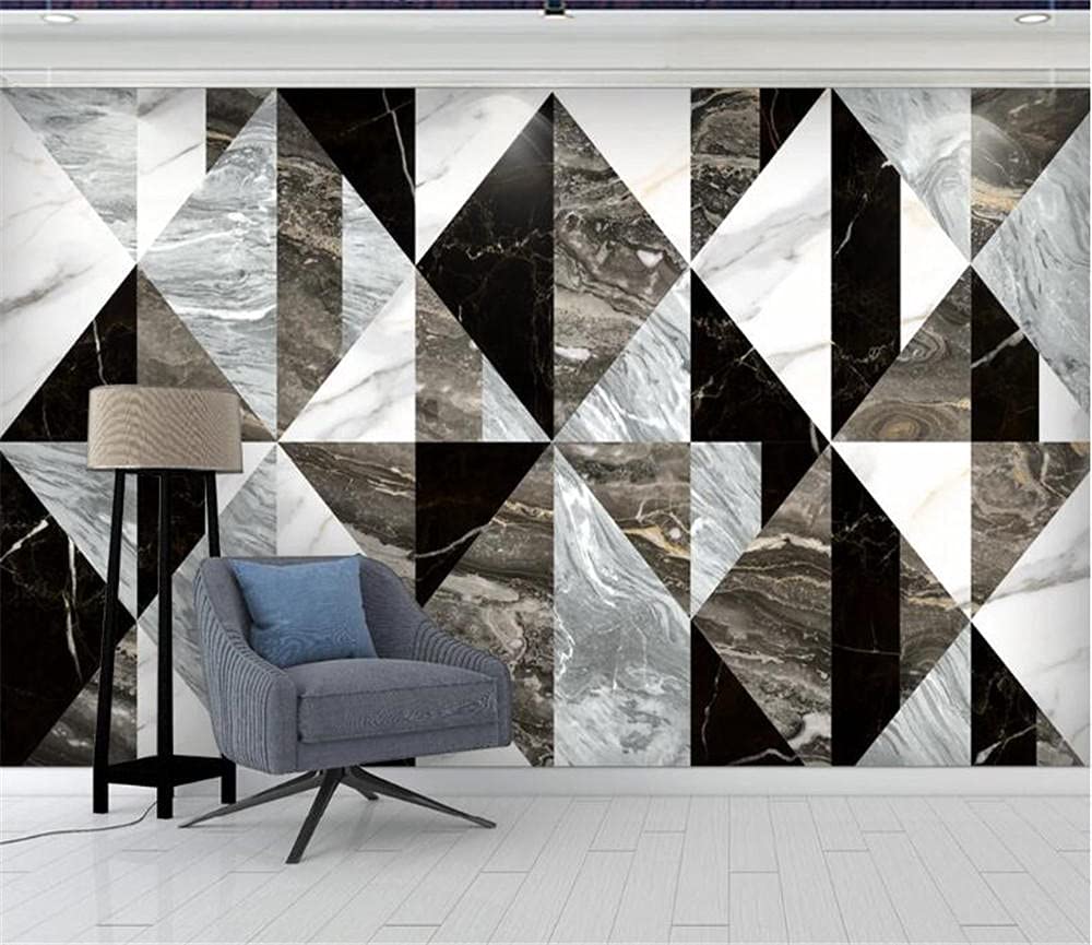 Papier peint panoramique effet marbre de luxe - Graphiques géométriques salon 350x245 cm