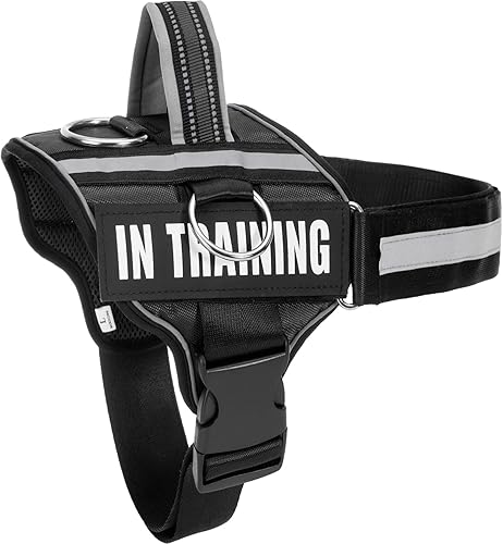 Arnés reflectante para perro, arnés antideslizante sin tirones para perro con 8 parches para perros, arnés ajustable en servicio de entrenamiento