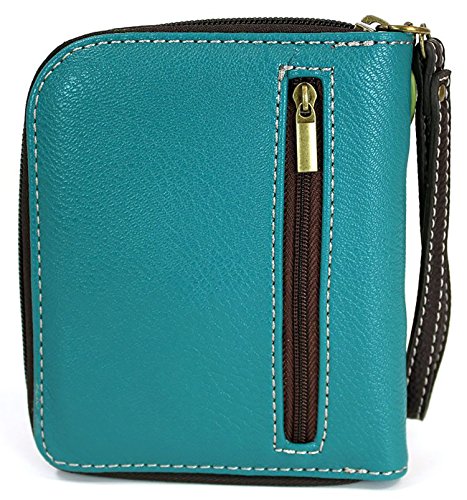 Chala Zip Around Wallet, Wristlet, 8 Credit Card Slots, Sturdy Pu Leather - Dragonfly - Turquoise #TOP2