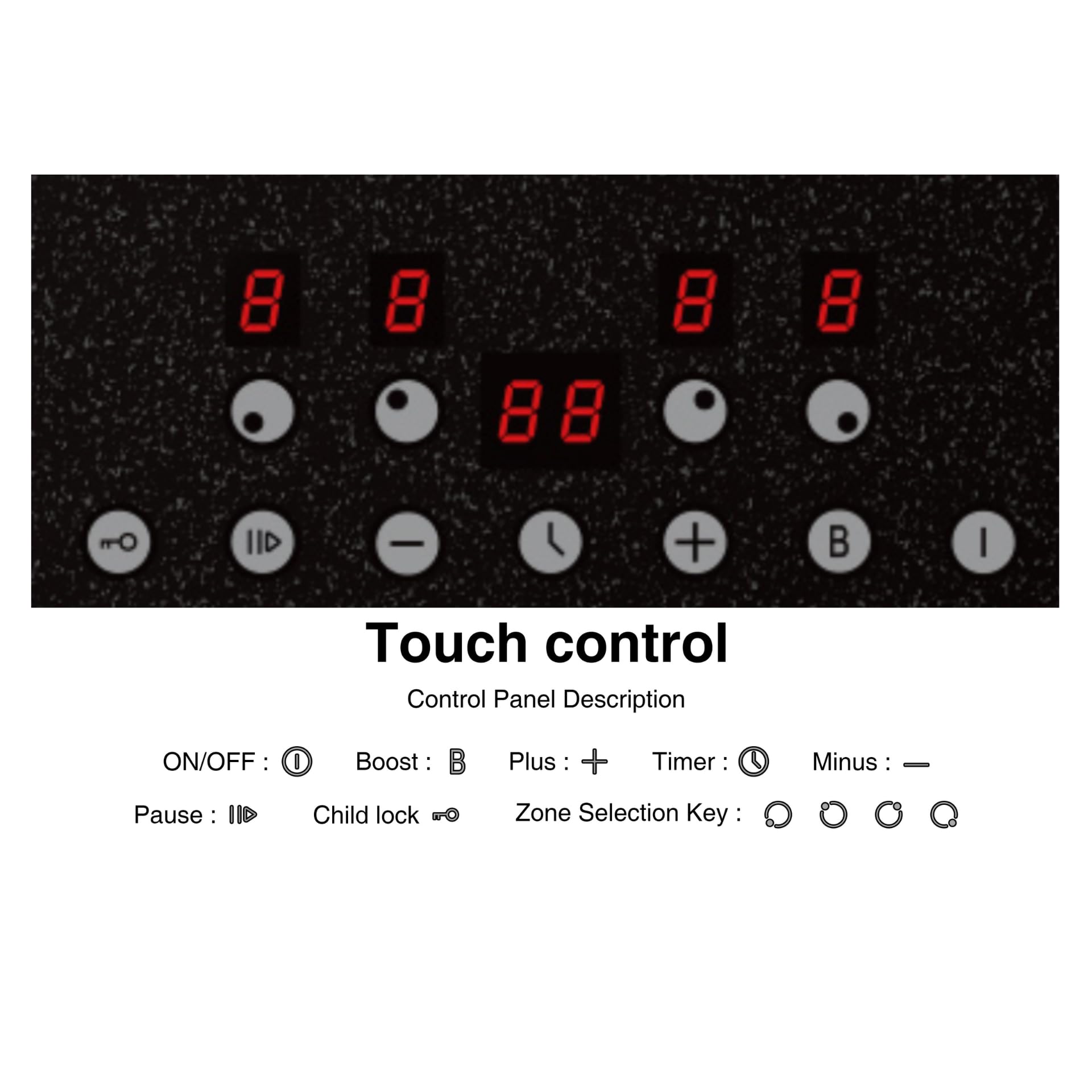 13amp Plug in Electric Induction hob, STARCHARTS 13amp Plug and Play Electric Hob, 2800W, 4 Zones Induction Hob with Touch Control, 9 Cooking Power Levels, Child Lock, Boost, Snowflake Pattern Style — view 2