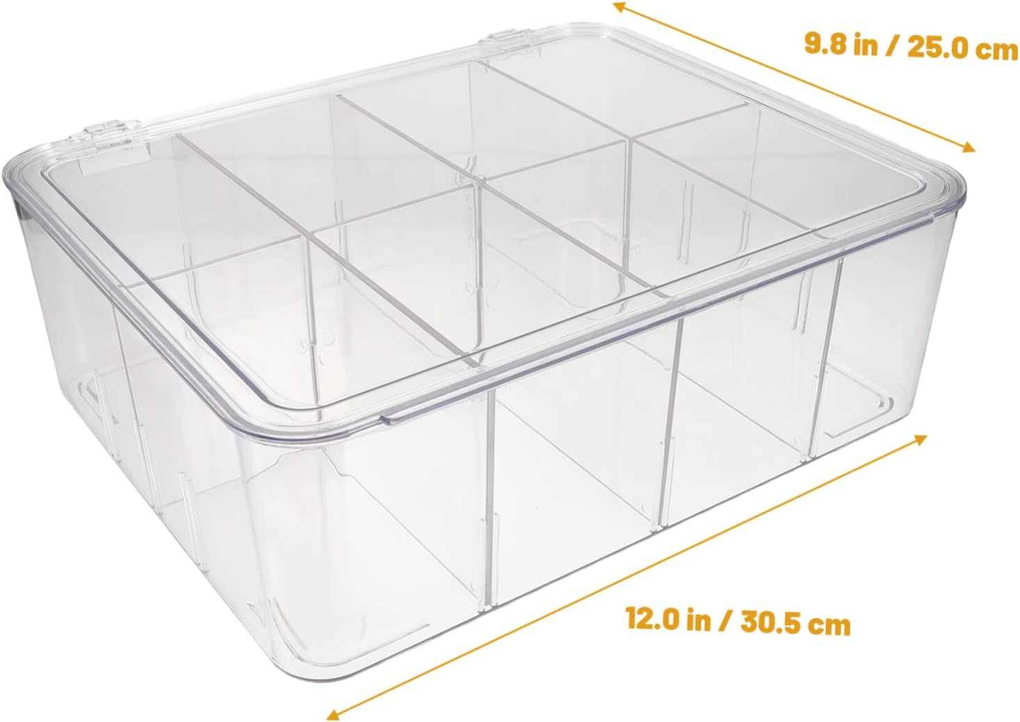 Box Divided Clear Tea Box with Lid Transparent Multi Compartment Storage for Tea Bags Coffee Snacks and Items for Kitchen Pantry Office and Home Decor