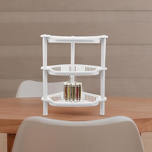Miniatura 2 de Cabilock Estantes de almacenamiento pequeños de plástico de 3 capas, cesta de estante de esquina para el hogar, soporte de escritorio, estantes de