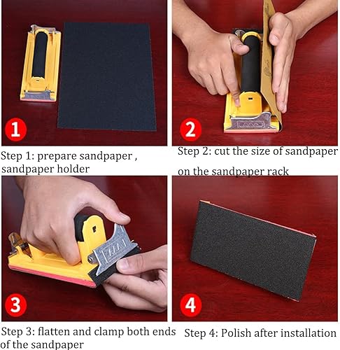 Miniatura 6 de Utoolmart Lijadora de mano con mango, soporte para papel de lija para madera, paneles de yeso, pulido de metal, 1 unidad