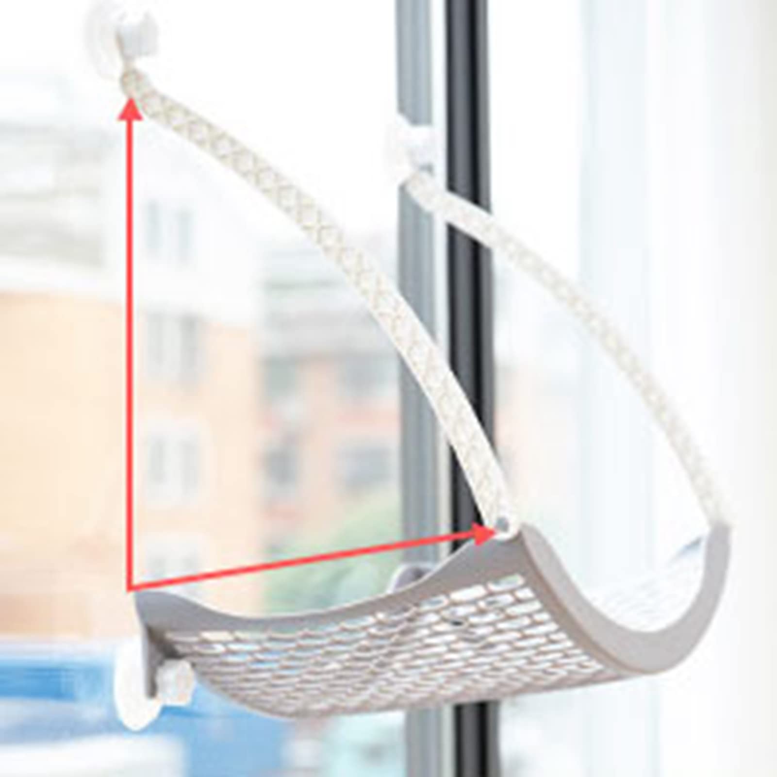 Pssopp Katzenbett-Fenster, Katzenfenster-Sitzstange, Katzenfenster-Hängematte, Katzenbett, Katzenruhesitz für Katzen (Reines Weiß)