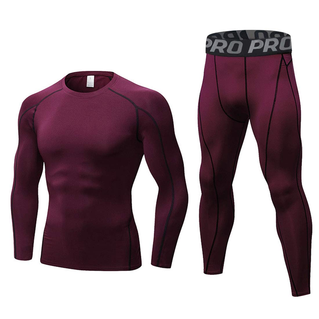LANBAOSI Mens Thermal Underwear Set Long Sleeve Skins Base Layer Compression Top and Bottoms Long Johns for Cycling, Skiing, Outdoor Sports