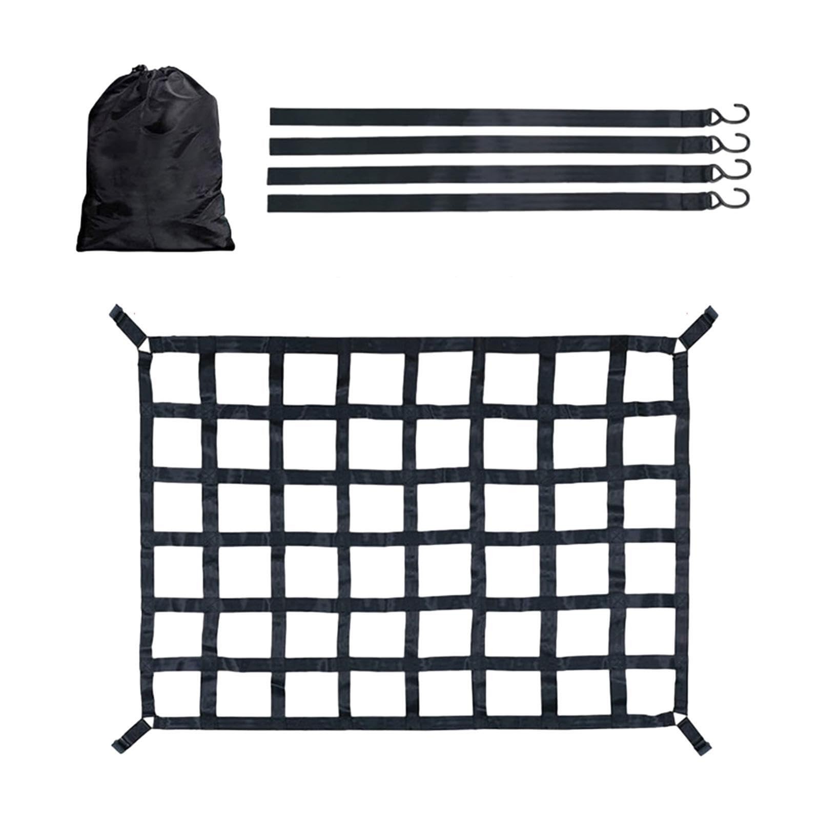 Filet de Chargement Robuste pour Porte-Bagages de camionnette, Organisateur en pour Maille avec Boucles et Cordes élastiques pour Une stabilité optimale.