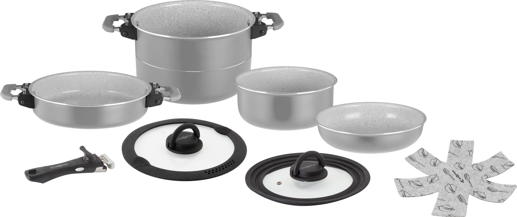 Brunner Fusion Magnetogrip 7+1 Cookware Set – Induction-Compatible Non-Stick Ceramic Pots & Pans for Campervan, Caravan & Boat – Stackable Space-Saving Design with Fold-Down Magnetic Handles (22cm) — image 1
