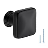 JOY DECOR 5 Pack Matte Black Cabinet Knobs, 1-1/8 Inch Zinc Alloy Single Hole Drawer Pulls for Dressers, Cabinets and Kitchen Hardware
