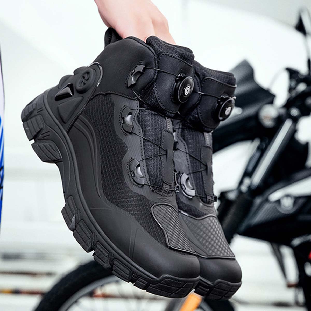 Scarpe da Moto per Uomo e Donna Stivali Motociclisti Resistenti e Comode Scarpe da Equitazione Stradale con Supporto alla Caviglia