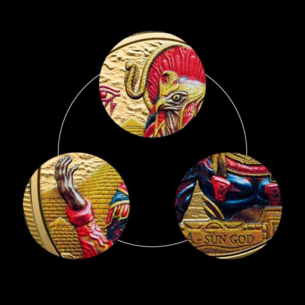 Moneda Pintada del Dios del Antiguo Egipto, Monedas Conmemorativas del Dios Ra-, Insignia De Oro Y Plata, Artesanía De Metal Coleccionable
