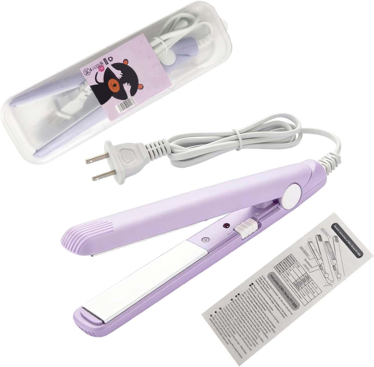 Mini plancha para cabello 20W con placas de cerámica y turmalina
