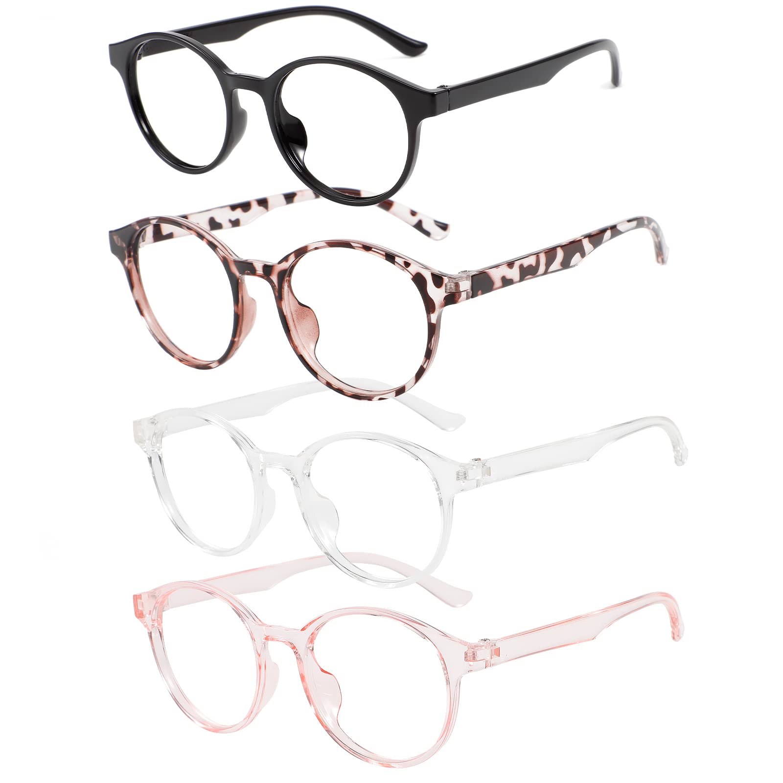 Przene 4 gafas de bloqueo de luz azul para hombres y mujeres, retro, redondas, para juegos de ordenador, antifatiga ocular, UV/deslumbramiento