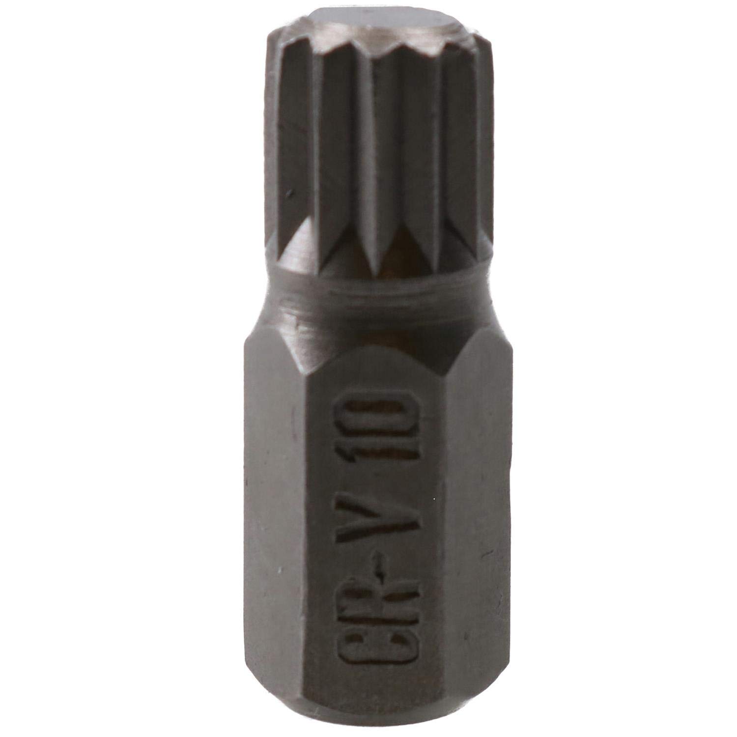 Ab Tools 10Mm Spline Bit 30Mm Length 10Mm Shank Chrome Vanadium Hardened Triple Square