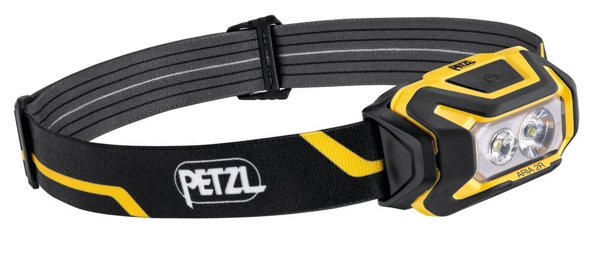 PETZL ARIA 2R Stirnlampe, Schwarz/Gelb (600 lm) [New Gen]