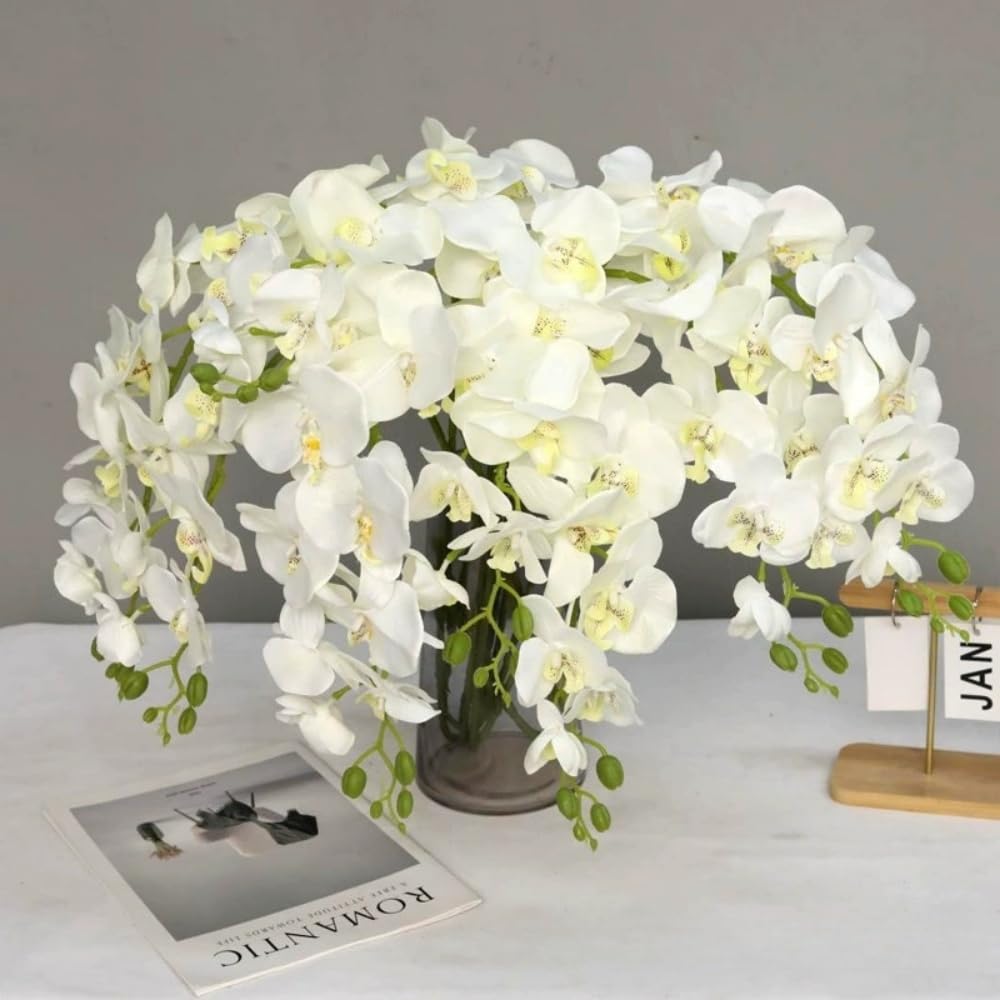 Orchidee Artificiali Phalaenopsis - 6 Pezzi Alte 69cm In Seta Per Decorazione - Foto 9