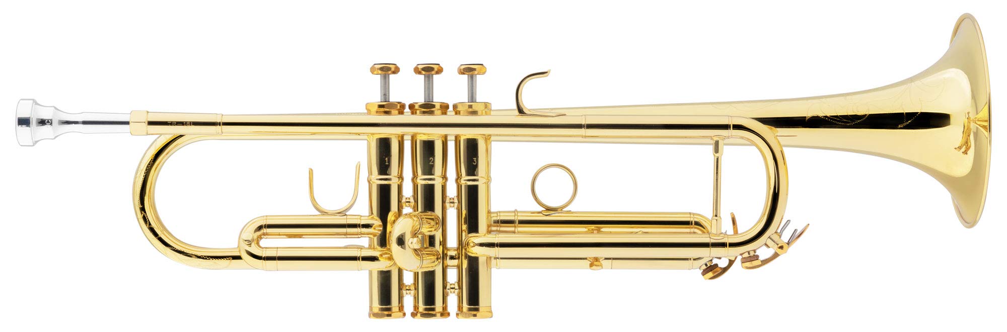 TR-18L Bb-Trompete lackiert - Klarlackierte Trompete in Bb - Aus Messing - Schallbecher-Ø: 124 mm - Edelstahl-Ventile - ML-Bohrung: 11,68 mm - Inkl. Leichtkoffer
