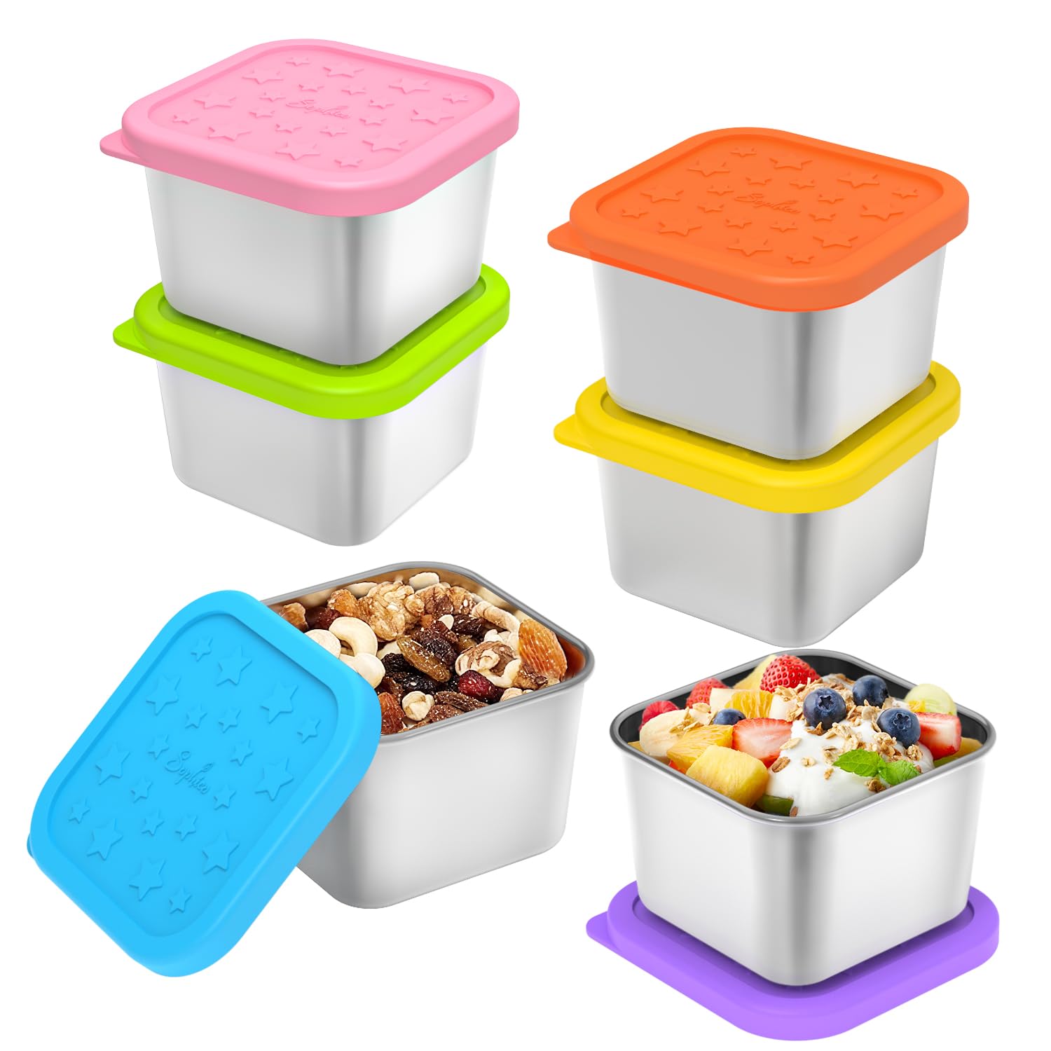SOPHICO Stainless Steel Snack Containers (6oz, 6 Pack)