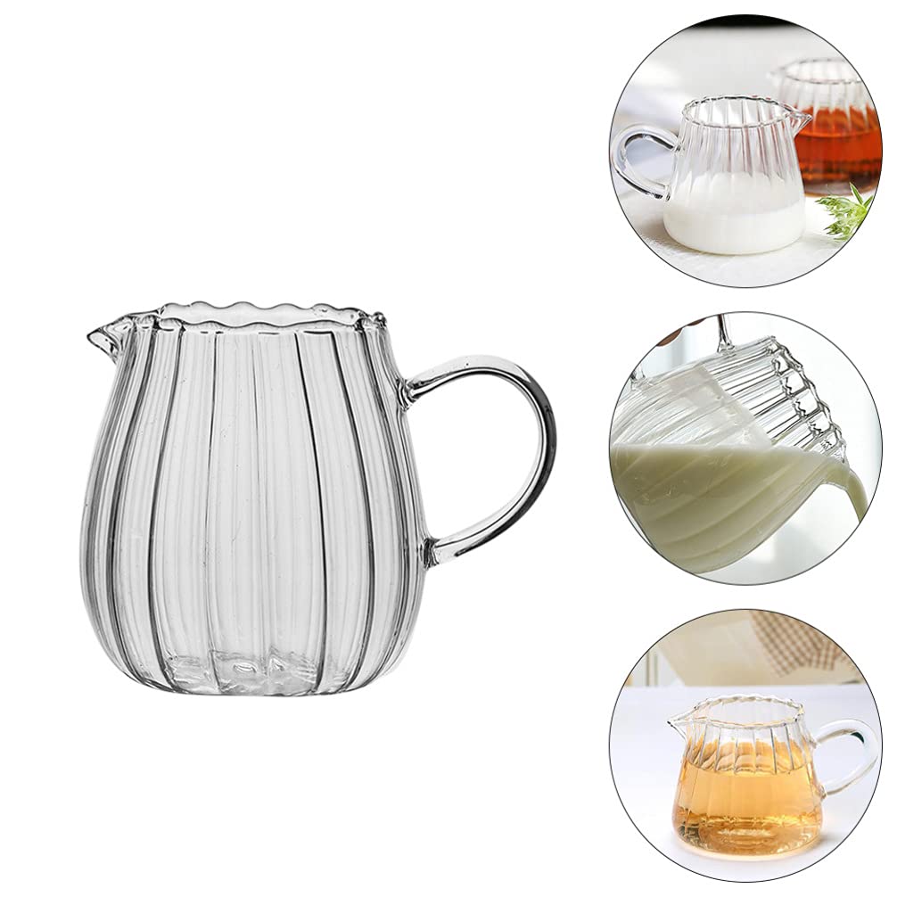 DOITOOL Espresso Shots Elegant Wave Shaped Crystal Glass Creamer Coffee Creamer Pitcher Serving Pitcher Sauce Pitcher Creamer Jug for Kitchen Glass Beverage Dispenser