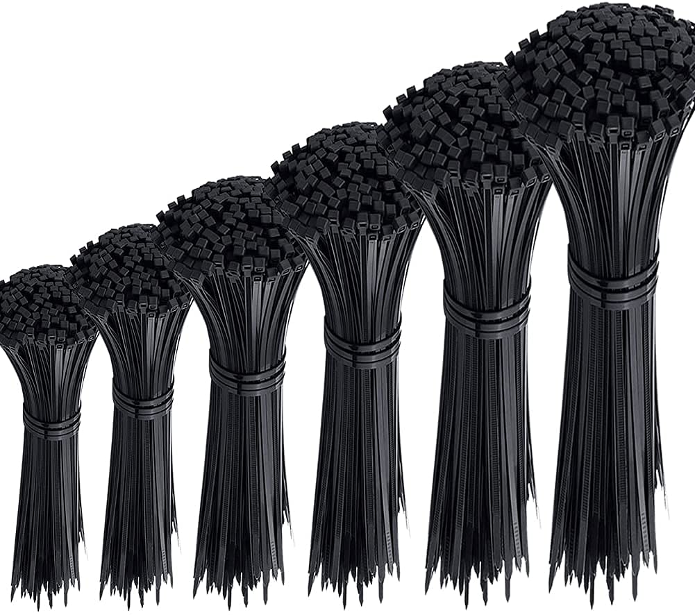 Oksdown Black,Mixed 550 Pieces Black Variety Cable Ties 100/150/200/250/300/350Mm From Small To Large Mixed Pack Heavy Duty Self Locking Plastic Zip Tie Wraps Assorted Sizes 2.5/3.6/4.8Mm Width