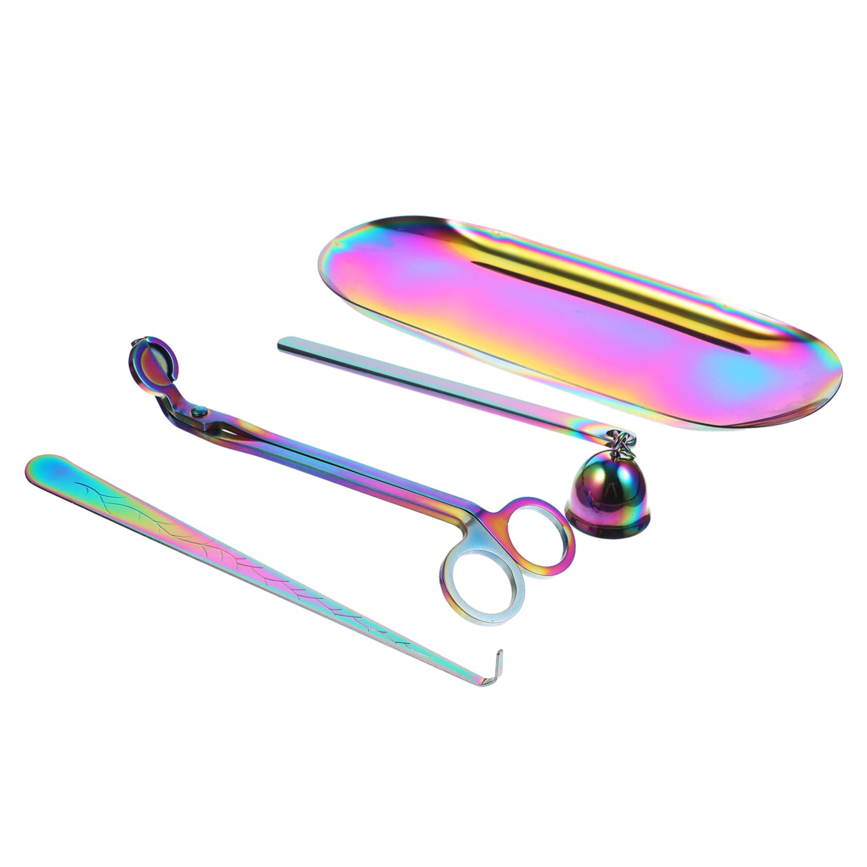 DECHOUS Elegante Set di 4 Taglia Stoppini per Candele Spegni in Metallo in Acciaio Inossidabile per Uno Spegnimento Delicato delle Candele