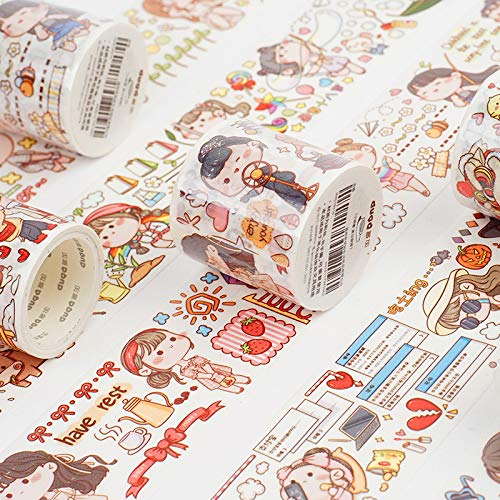 Miniatura 3 de Alideco Cintas adhesivas decorativas pequeñas Mochi Washi Tape ideal para suministros de diario de viñetas, artes, álbumes de recortes, manualidades