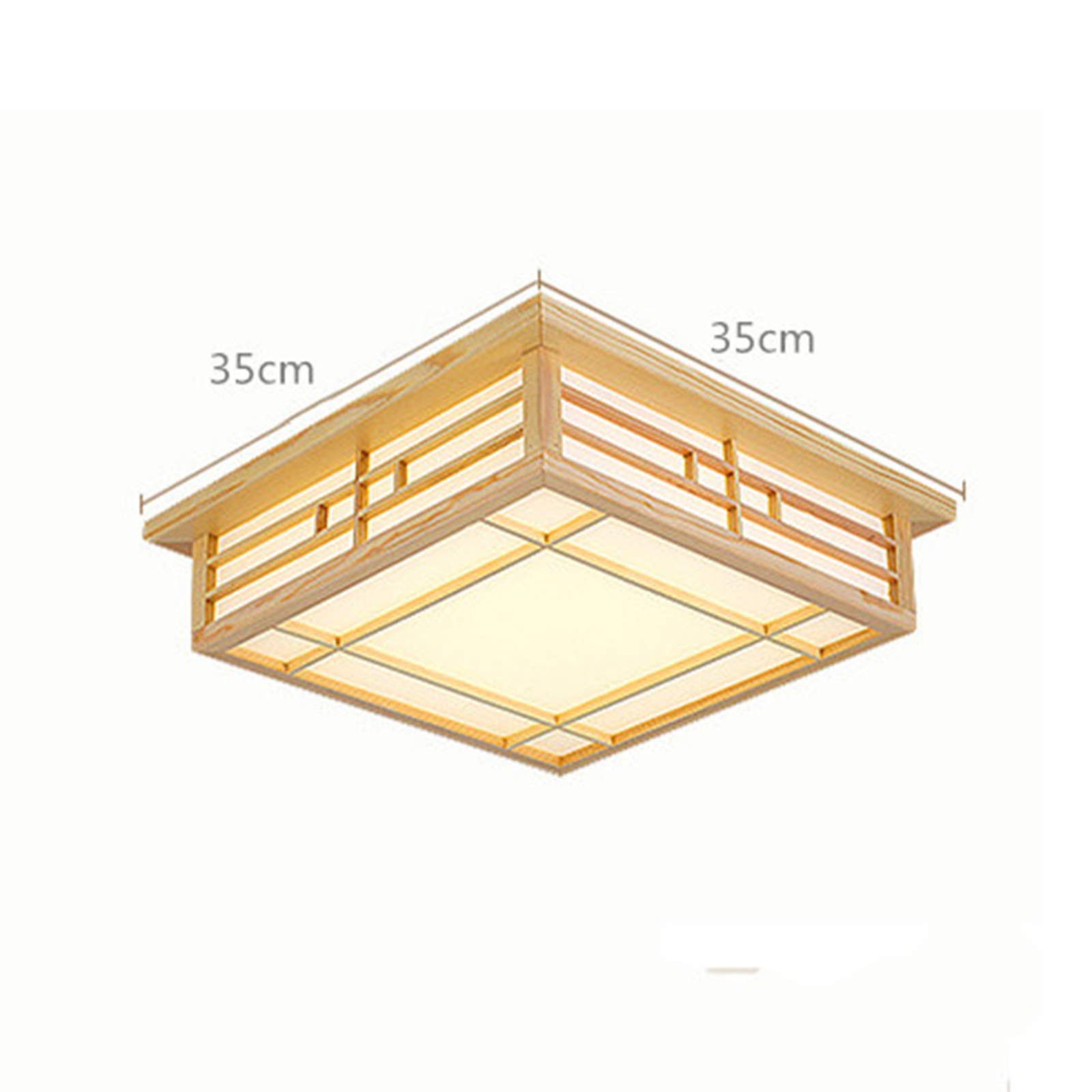 Lampada da soffitto in legno giapponese a LED quadrata lampadario camera da letto soggiorno lampada paralume in imitazione pelle di pecora PVC plafoniere 16W, calda