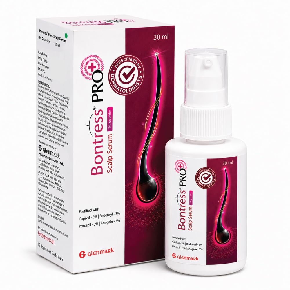 Bontress PRO+ Scalp Serum | Powered by Pro Active Peptides – 5% Capixyl, 3% Redensyl, 3% Anagain, 3% Procapil | Dermat recommended Hair Growth Serum | 94% Users Reported Hair Growth in 28 Days | 30ml